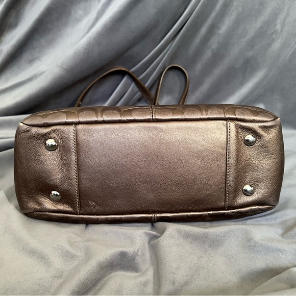 Coach Metallic Large Tote with Dust Bag • Embossed Monogram Coach • Gold Bronze - Picture 10 of 16